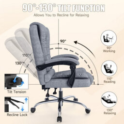 Rattantree Executive Office Chair,reclining Computer Desk Chair With Adjustable Height & Tilt, Heavy Duty Fabric Swivel Chair For Home Office - thumbnail 3