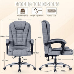 Rattantree Executive Office Chair,reclining Computer Desk Chair With Adjustable Height & Tilt, Heavy Duty Fabric Swivel Chair For Home Office - thumbnail 4