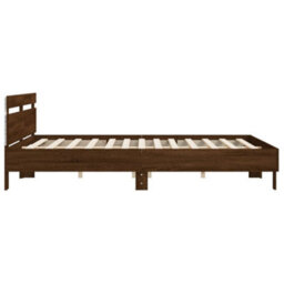 Berkfield Bed Frame With Led Without Mattress Brown Oak 200X200 Cm - thumbnail 8