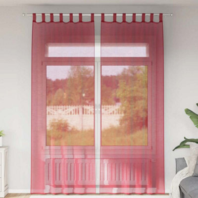 Walplus Voile Curtains With Rod Pockets 2 Pcs Wine Red - image 1