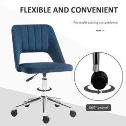 Vinsetto Mid-Back Swivel Home Office Chair Scallop Computer Chair Dark Blue - thumbnail 6