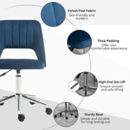 Vinsetto Mid-Back Swivel Home Office Chair Scallop Computer Chair Dark Blue - thumbnail 7