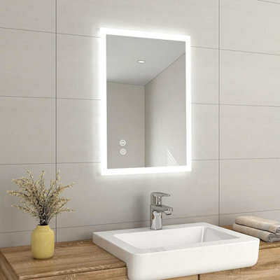 Emke Illuminated Bluetooth Bathroom Mirror With Shaver Socket, Wall Mounted Mirror With Fuse & Demister, 500X700mm - image 1