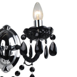 First Choice Lighting Set Of 2 Black And Chrome Marie Therese Style 2 X 40W Wall Light - thumbnail 5