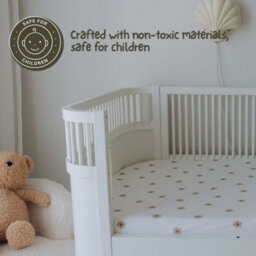 MHG Living 100% Cotton Jersey Fitted Cot Sheet - Soft And Breathable Baby Bedding - Green & Flowers Print - Fits 120X60Cm - thumbnail 5