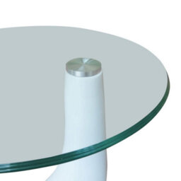 Berkfield Coffee Table 2 Pcs With Round Glass Top High Gloss White - thumbnail 5