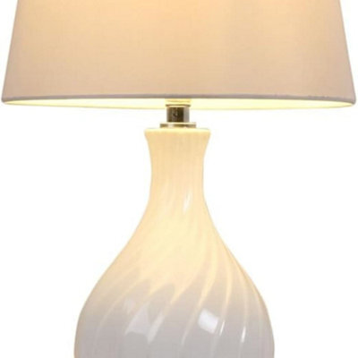 Deenz Clarity Lined Table Lamp Fabric Shade Reading, Bedroom, Living Room, Study, Office, Home Décor Desk Lamp