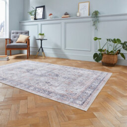 Beige Easy To Clean Bordered , Geometric Traditional Rug For Living Room, Bedroom - 120Cm X 170Cm - thumbnail 2
