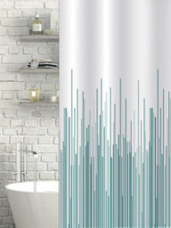 Showerdrape City White & Teal Shower Curtain