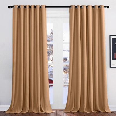 Imperial Rooms Blackout Curtain-Thermal Ready Made Eyelet Curtain (2 Panel) For Living Room Curtain Beige, (W)2.28Mx(L)2.74M - image 1