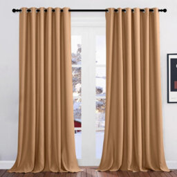 Imperial Rooms Blackout Curtain-Thermal Ready Made Eyelet Curtain (2 Panel) For Living Room Curtain Beige, (W)2.28Mx(L)2.74M