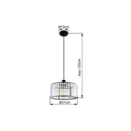Luminosa Lighting Luminosa Jordana Cylindrical Pendant Ceiling Light Matt Black 1X E27 - thumbnail 7
