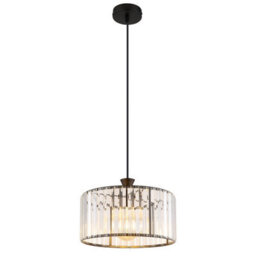 Luminosa Lighting Luminosa Jordana Cylindrical Pendant Ceiling Light Matt Black 1X E27
