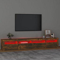 Berkfield Tv Cabinet With Led Lights Smoked Oak 240X35X40 Cm - thumbnail 5