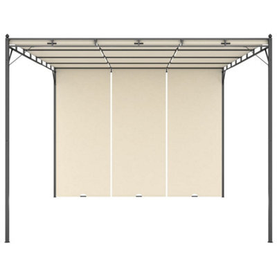 Berkfield Durable Garden Gazebo With Side Curtain 4X3X2.25 M Cream - image 1