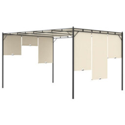Berkfield Durable Garden Gazebo With Side Curtain 4X3X2.25 M Cream - thumbnail 5