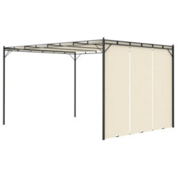 Berkfield Durable Garden Gazebo With Side Curtain 4X3X2.25 M Cream - thumbnail 4
