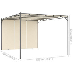Berkfield Durable Garden Gazebo With Side Curtain 4X3X2.25 M Cream - thumbnail 8