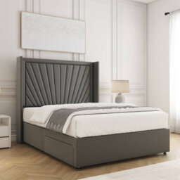 Bsspoke Alina Divan Bed Set Grey Plush Velvet With 54Inch Headboard  & No Drawers No Mattress In Double King 4Ft 6Ft - thumbnail 2