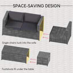 Lassic Garden Vida Islay 6 Seater Rattan Set, Grey & Outdoor Patio Furniture Cover - Fully Assembled - thumbnail 5