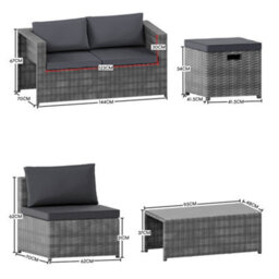 Lassic Garden Vida Islay 6 Seater Rattan Set, Grey & Outdoor Patio Furniture Cover - Fully Assembled - thumbnail 3