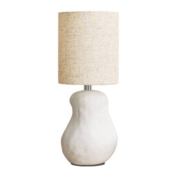 Valuelights Mae Natural Linen Lamp Shade White Abstract Sandblast Ceramic Table Lamp - thumbnail 2