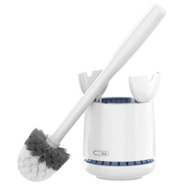 Mr.siga Toilet Bowl Brush And Holder, Quality, With Solid Handle Durable Bristles For Bathroom Cleaning, White, 1 Pack