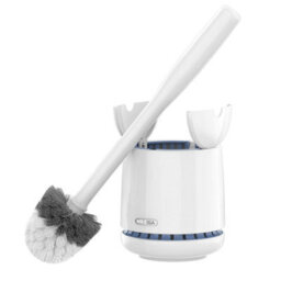 Mr.siga Toilet Bowl Brush And Holder, Quality, With Solid Handle Durable Bristles For Bathroom Cleaning, White, 1 Pack