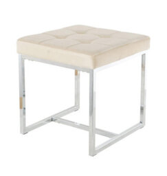 Hallowood Furniture Finley Velvet Stool With Metal Base - Light Brown - thumbnail 8