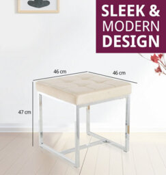 Hallowood Furniture Finley Velvet Stool With Metal Base - Light Brown - thumbnail 3