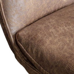 Xample Gallery Hinks Brown Faux Leather Dining Chairs, 2 Pack - Bronze Metal Frame, Vintage Stitching, Padded Seat, Modern Style - thumbnail 6