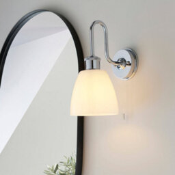 Chrome Plated Bathroom Wall Light & Opal Glass Shade Ip44 Rated Knurled Detail - thumbnail 3