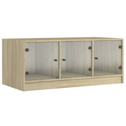 Walplus Coffee Table With Glass Doors Sonoma Oak 102X50X42 Cm - thumbnail 2