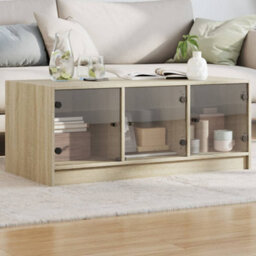 Walplus Coffee Table With Glass Doors Sonoma Oak 102X50X42 Cm - thumbnail 1