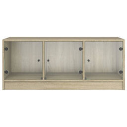 Walplus Coffee Table With Glass Doors Sonoma Oak 102X50X42 Cm - thumbnail 6