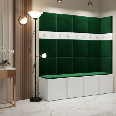 Orion Ii Hallway Set White Shoe Cabinet Hangers Green Panels - image 1