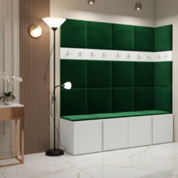 Orion Ii Hallway Set White Shoe Cabinet Hangers Green Panels