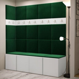 Orion Ii Hallway Set White Shoe Cabinet Hangers Green Panels - thumbnail 2