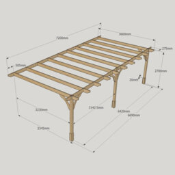 Rutland County Garden Furniture Wall Mounted Premium Pergola 3 Posts - Wood - L360 X W720 X H270 Cm - Rustic Brown - thumbnail 6