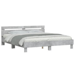 Berkfield Bed Frame Without Mattress Concrete Grey 160X200 Cm - thumbnail 4