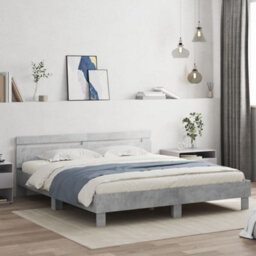 Berkfield Bed Frame Without Mattress Concrete Grey 160X200 Cm - thumbnail 1