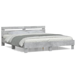 Berkfield Bed Frame Without Mattress Concrete Grey 160X200 Cm - thumbnail 2