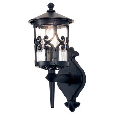 Stylish Ip23 Black Led Wall Sconce With E27 Socket For Outdoor Use