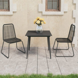 Berkfield 3 Piece Garden Dining Set Pvc Rattan Black - thumbnail 1