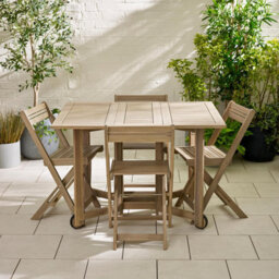 Furniturebox Stowaway Wooden 4 Seater Garden Table & Chairs - Compact Foldable Garden Table & Chairs, Folding Patio Dining Set - thumbnail 2