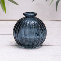 Annibells Set Of 3 Blue Vintage Glass Ribbed Bottles Bud Vases (15524) - thumbnail 3