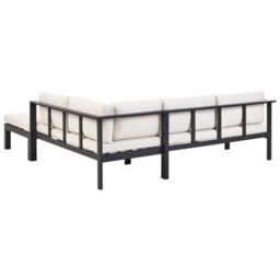 Beliani Garden Corner Sofa With Table 5 Seater Messina Left Hand Metal Off-White - thumbnail 7