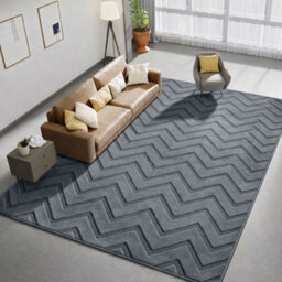 Moonlight Bedding Grey Chevron Rug 160X230Cm, Washable Non-Slip Soft High Low Pile Living Room Carpet - thumbnail 6