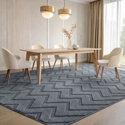 Moonlight Bedding Grey Chevron Rug 160X230Cm, Washable Non-Slip Soft High Low Pile Living Room Carpet - thumbnail 1