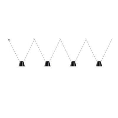 Luminosa Lighting Luminosa Attic Decorative Hanging Ceiling Pendant Matt Black 4X E27 / 175Cm X 800Cm